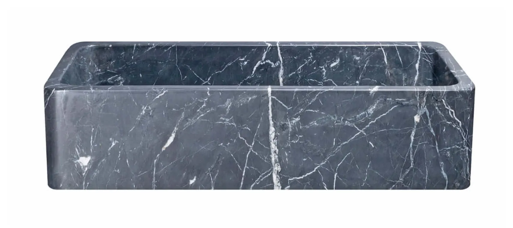 42" Charcoal Marquina Soapstone Farmhouse Kitchen Sink, Single Bowl, Reversible, KF422010SB-NLP-CMS