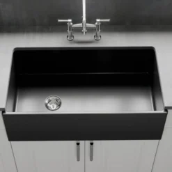 Crestwood 36" Fireclay Farmhouse Sink, Charcoal, CW-MOD-36-CHARCOAL