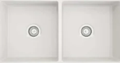 Crestwood 36" Fireclay Farmhouse Sink 50/50 Double Bowl, White, CW-MOD-362-DBL-WHITE