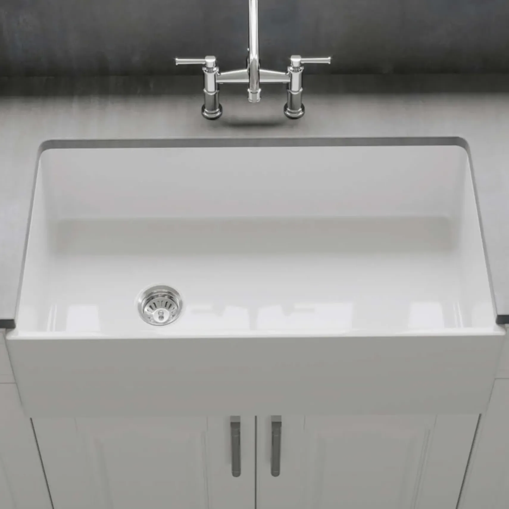 Crestwood 36" Fireclay Farmhouse Sink, White, CW-MOD-36-WHITE