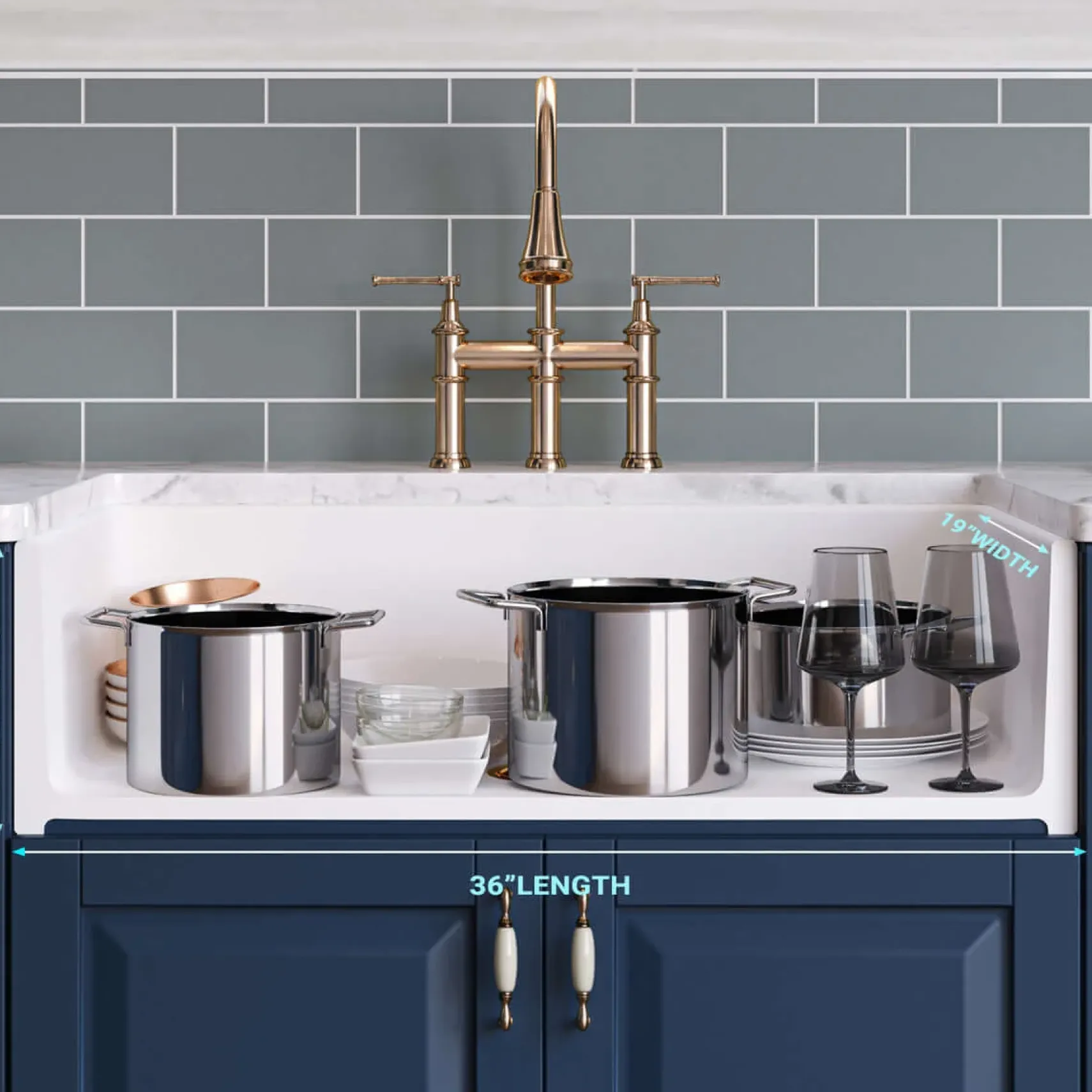 Crestwood 36" Fireclay Farmhouse Sink, White, CW-MOD-36-WHITE