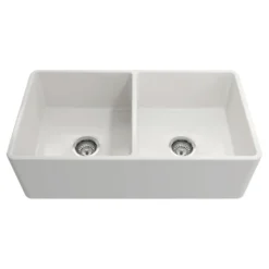 Crestwood 33" Fireclay Farmhouse Sink 50/50 Double Bowl, White, CW-CL-332-DBL-WHITE