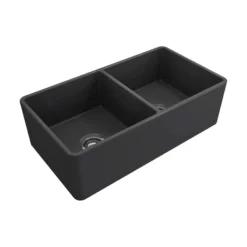 Crestwood 33" Fireclay Farmhouse Sink 50/50 Double Bowl, Charcoal, CW-CL-332-DBL-CHARCOAL