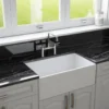 Crestwood 30" White Fireclay Farmhouse Sink, Smooth/Fluted Front, CW-7130-W