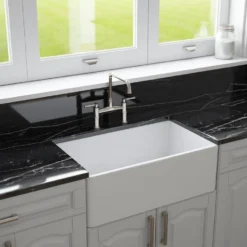 Crestwood 30" White Fireclay Farmhouse Sink, Smooth/Fluted Front, CW-7130-W