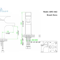 Dawn 6" 1.2 GPM Bathroom Faucet, Brushed Nickel, AB52 1662BN