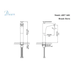 Dawn 11" 1.2 GPM Bathroom Faucet, Brushed Nickel, AB27 1601BN
