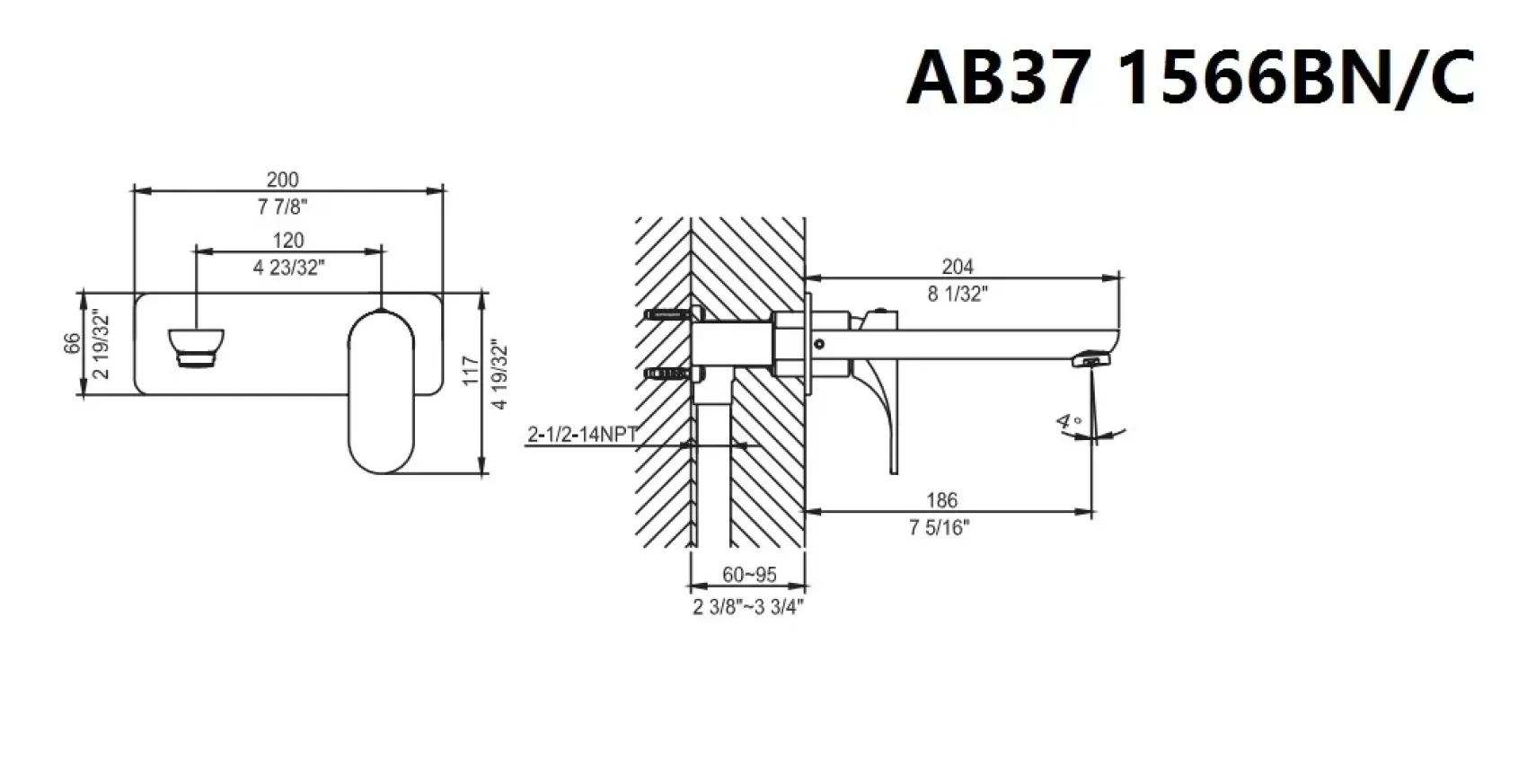 Dawn 8" 1.2 GPM Bathroom Faucet, Brushed Nickel, AB37 1566BN