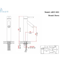 Dawn 13" 1.2 GPM Bathroom Faucet, Brushed Nickel, AB33 1021BN