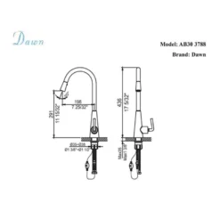 Dawn 17" 1.8 GPM Pull Down Kitchen Faucet, Brushed Nickel, AB30 3788BN