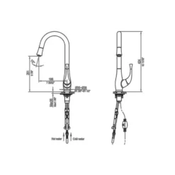 Dawn 17" 1.8 GPM Pull Out Kitchen Faucet, Chrome, AB50 3084C