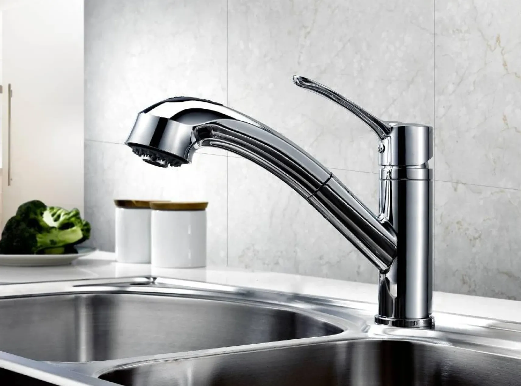 Dawn 9" 1.8 GPM Pull Out Kitchen Faucet, Brushed Nickel, AB50 3711BN