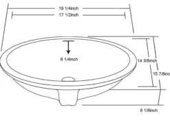 Dawn 19" Ceramic Undermount Bathroom Sink, White, Round, CUSN007A00