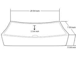 Dawn 26" Ceramic Vessel Sink, White, Rectangle, CASN148000
