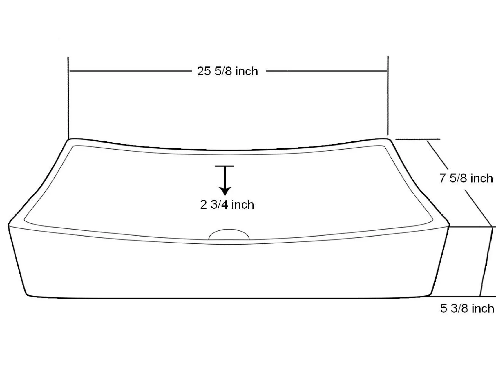 Dawn 26" Ceramic Vessel Sink, White, Rectangle, CASN148000