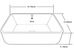 Dawn 19" Ceramic Vessel Sink, White, Rectangle, CASN109009A