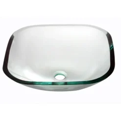 Dawn 16" Tempered Glass Vessel Sink, Clear, Square, GVB84001