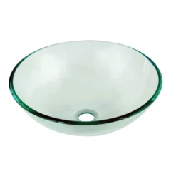 Dawn 17" Tempered Glass Vessel Sink, Clear, Round, GVB84007