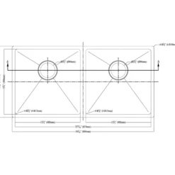 Dawn 34" Stainless Steel Undermount 50/50 Double Bowl Kitchen Sink, SRU331616