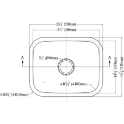 Dawn 21" Stainless Steel Undermount Kitchen Sink, ASU103