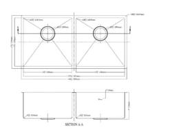 Dawn 35" Stainless Steel Undermount 50/50 Double Bowl Kitchen Sink, XSR321616