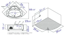 Eago 59" Acrylic Corner Neo-angle Round Bathtub, White, AM197ETL