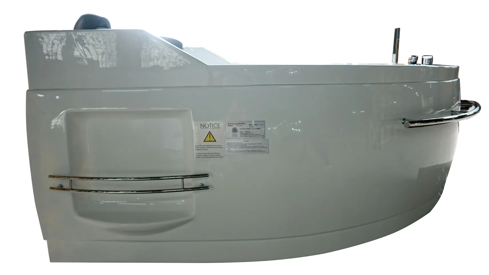 Eago 67" Acrylic Corner Neo-angle Round Bathtub, White, AM113ETL-R