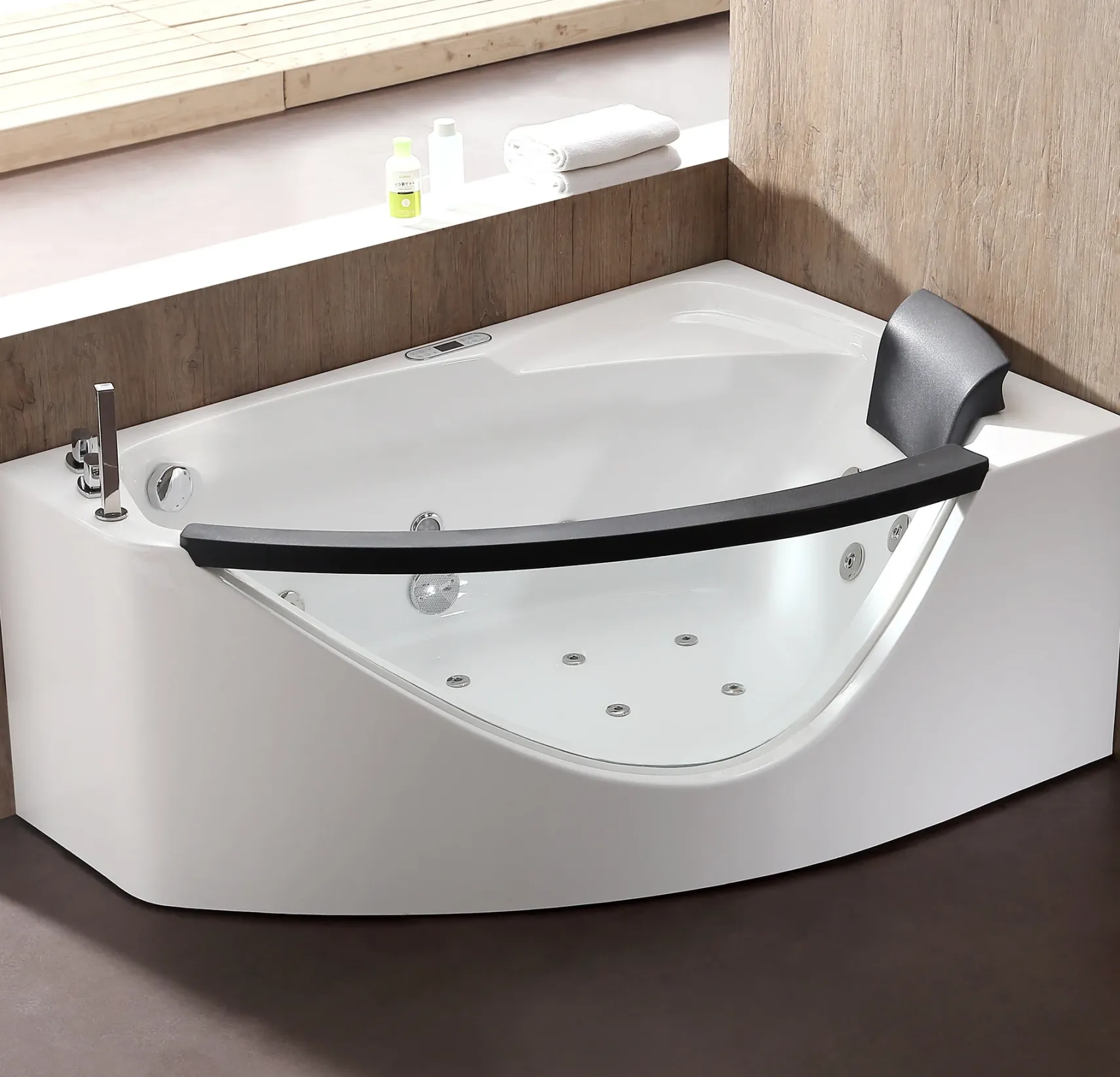 Eago 59" Acrylic Corner Neo-angle Round Bathtub, White, AM198ETL-L