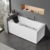 Eago 59" Acrylic Corner Rectangle Bathtub with Fixtures, White, AM154ETL-R5