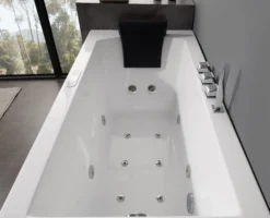 Eago 59" Acrylic Corner Rectangle Bathtub with Fixtures, White, AM154ETL-R5