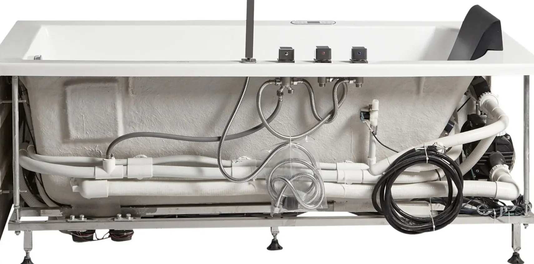 Eago 59" Acrylic Corner Rectangle Bathtub with Fixtures, White, AM154ETL-R5