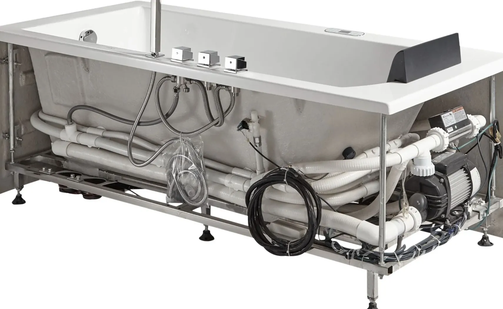 Eago 59" Acrylic Corner Rectangle Bathtub with Fixtures, White, AM154ETL-R5