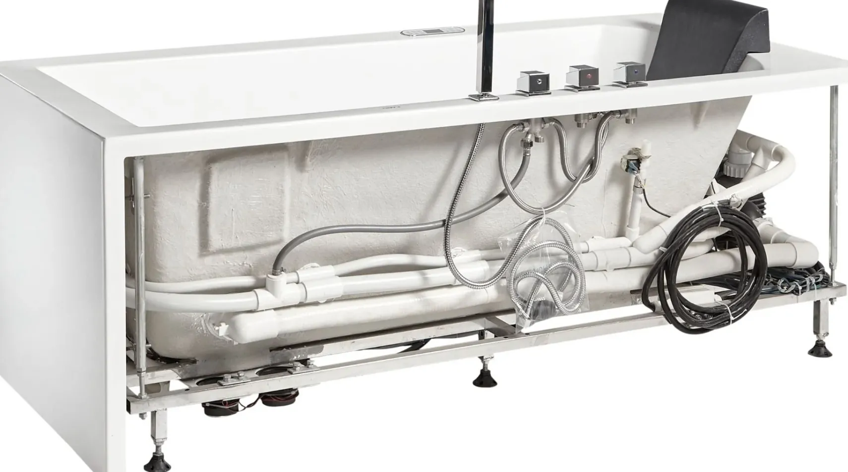 Eago 59" Acrylic Corner Rectangle Bathtub with Fixtures, White, AM154ETL-R5