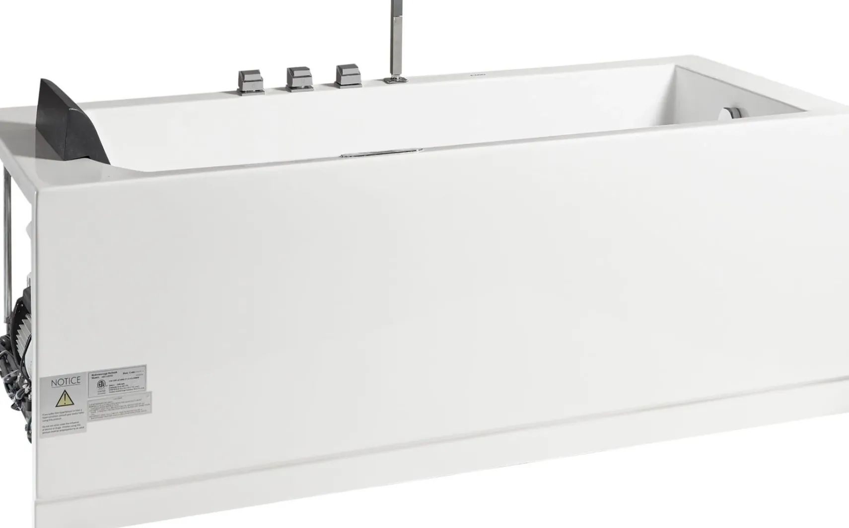 Eago 59" Acrylic Corner Rectangle Bathtub with Fixtures, White, AM154ETL-R5