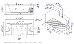 Eago 71" Acrylic Corner Rectangle Bathtub, White, AM196ETL