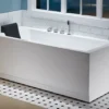 Eago 71" Acrylic Corner Rectangle Bathtub with Fixtures, White, AM154ETL-R6