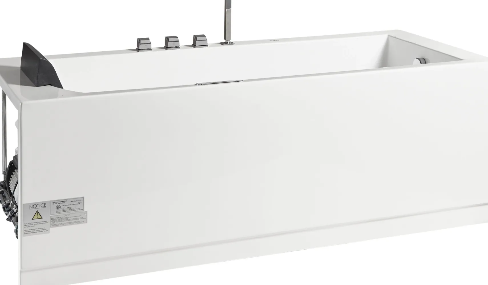 Eago 71" Acrylic Corner Rectangle Bathtub with Fixtures, White, AM154ETL-R6