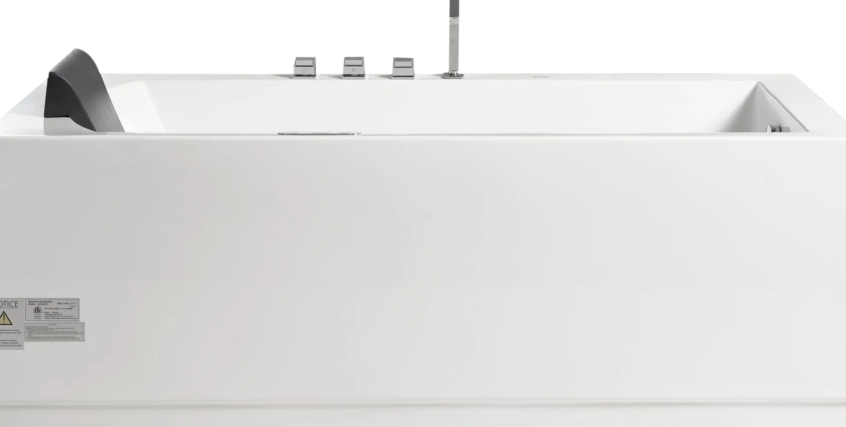 Eago 71" Acrylic Corner Rectangle Bathtub with Fixtures, White, AM154ETL-R6