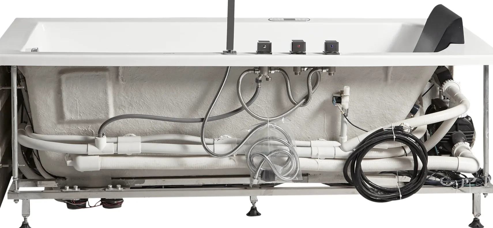 Eago 71" Acrylic Corner Rectangle Bathtub with Fixtures, White, AM154ETL-R6