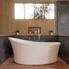 Eago 71" Acrylic Free Standing Oval Air Bubble Bathtub, White, AM1800