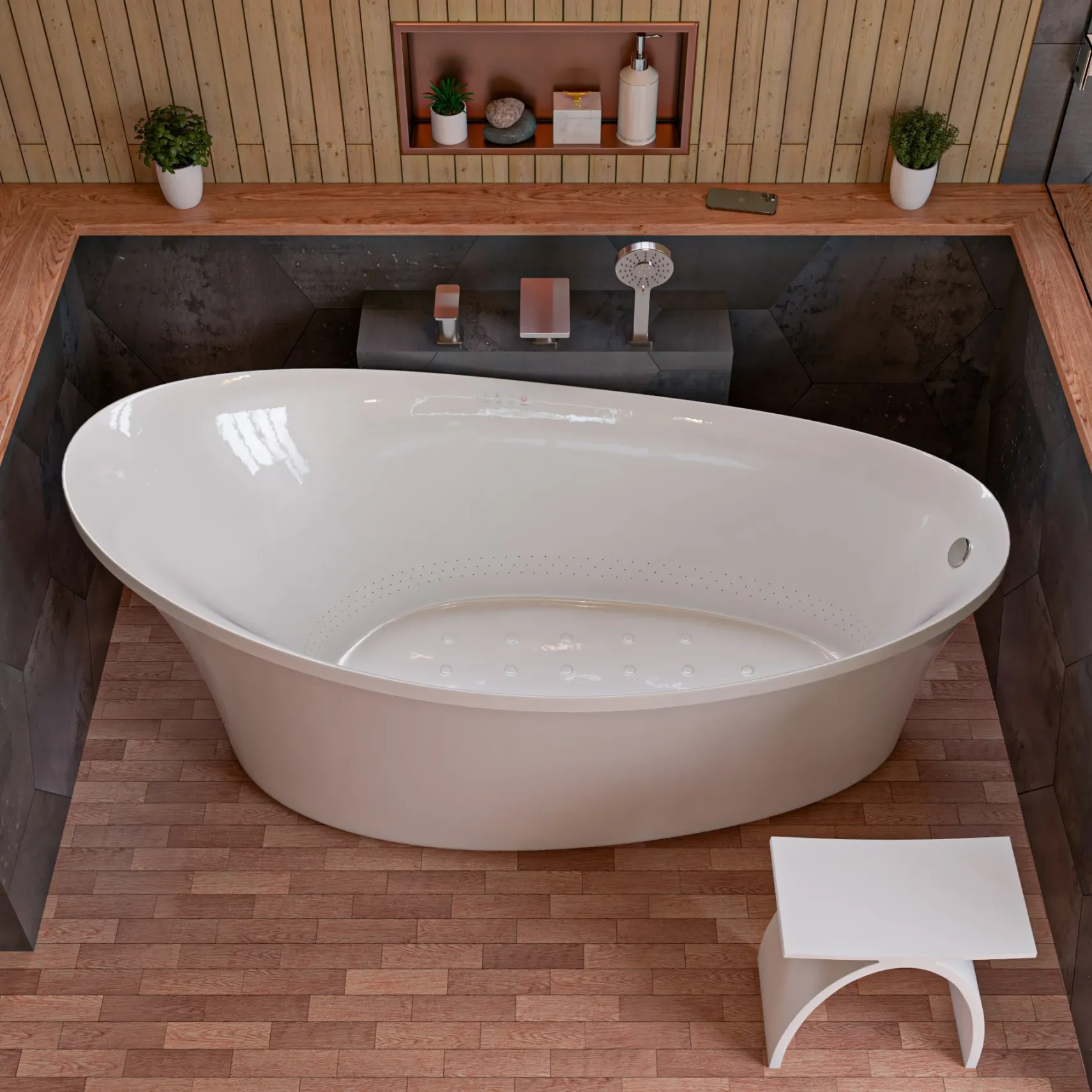 Eago 71" Acrylic Free Standing Oval Air Bubble Bathtub, White, AM1800