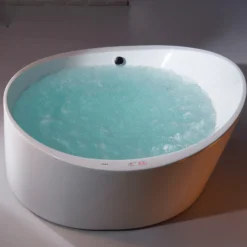 Eago 66" Acrylic Free Standing Oval Air Bubble Bathtub, White, AM2130