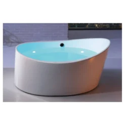 Eago 66" Acrylic Free Standing Oval Air Bubble Bathtub, White, AM2130