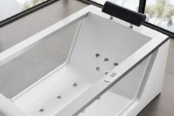 Eago 59" Acrylic Free Standing Rectangle Bathtub, White, AM152ETL-5