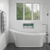 Eago 69" Acrylic Free Standing Oval Air Bubble Bathtub, White, AM2140