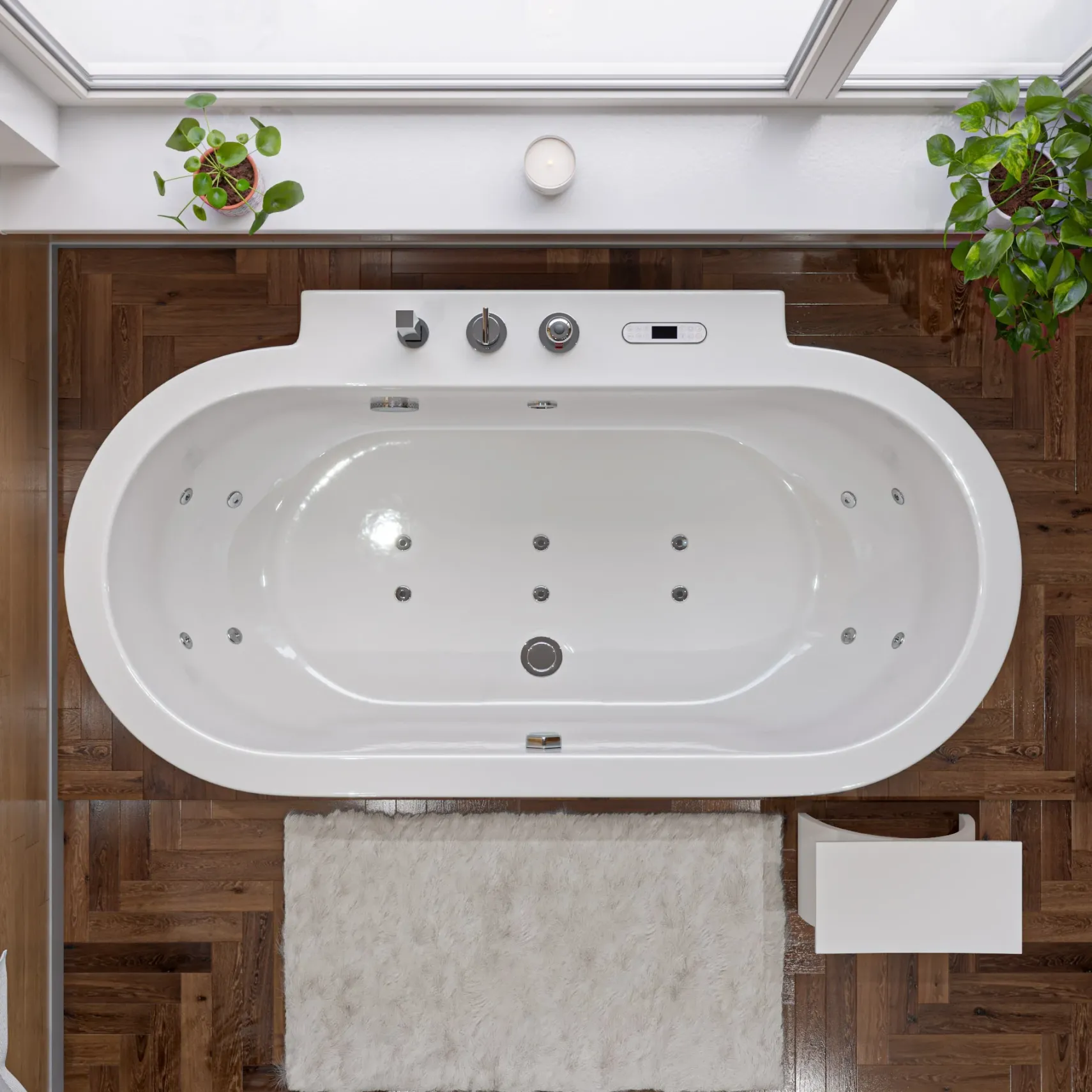 Eago 71" Acrylic Free Standing Oval Bathtub with Fixtures, White, AM128ETL