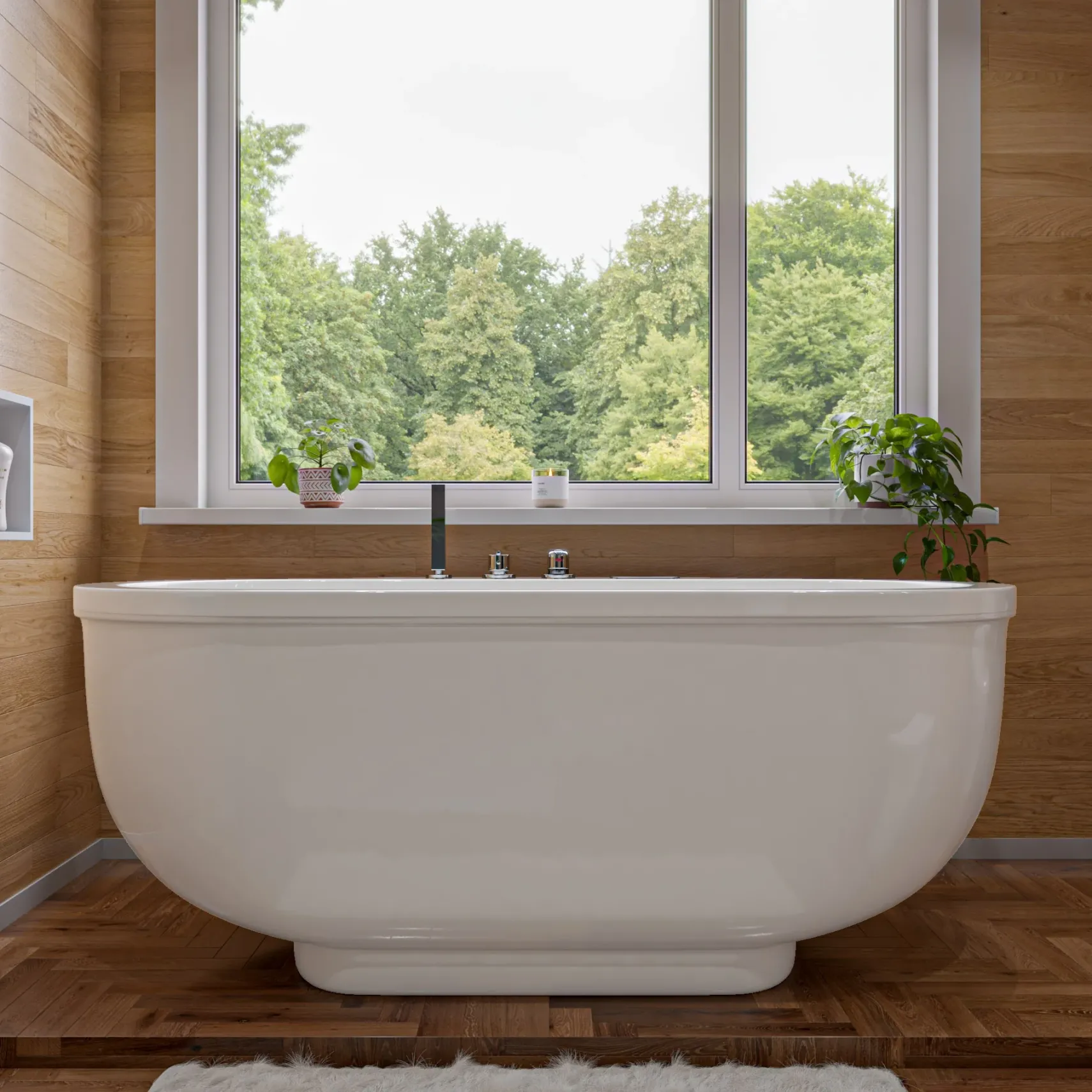 Eago 71" Acrylic Free Standing Oval Bathtub with Fixtures, White, AM128ETL