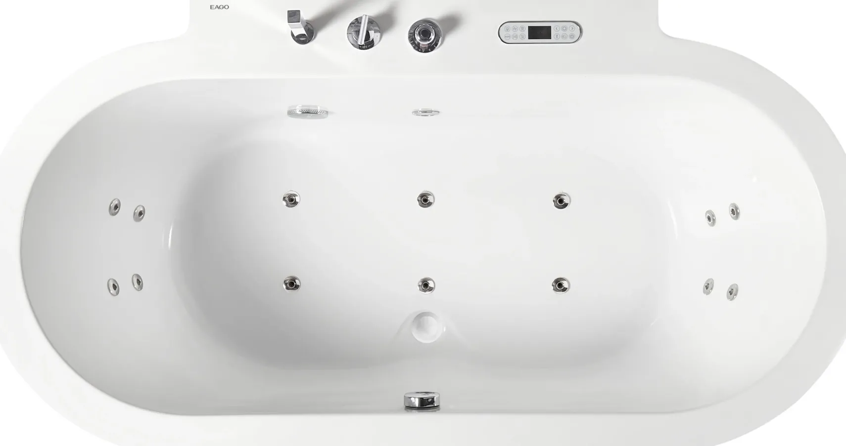 Eago 71" Acrylic Free Standing Oval Bathtub with Fixtures, White, AM128ETL