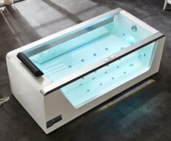 Eago 71" Acrylic Free Standing Rectangle Bathtub, White, AM152ETL-6