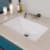 Eago 22" x 15" Rectangle Under Mount Porcelain Bathroom Sink, White, No Faucet Hole, BC227